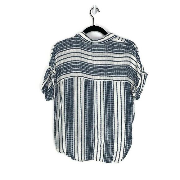 Sandy & Sid Womens Striped Button-Down Short Sleeve Top Size S - Picture 2 of 5